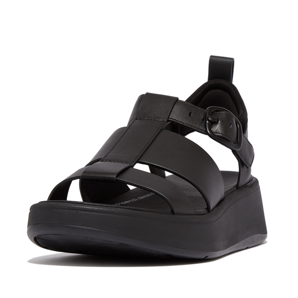 FitFlop - F-MODE SANDALIAS FISHERMAN DE CUERO CON FLATFORM - Negro