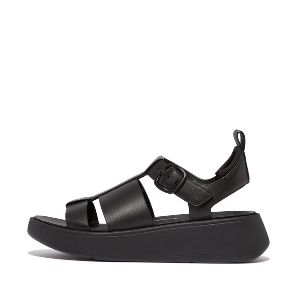 FitFlop - F-MODE SANDALIAS FISHERMAN DE CUERO CON FLATFORM - Negro