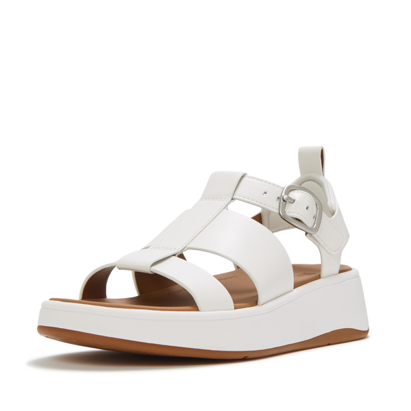FitFlop - F-MODE SANDALIAS FISHERMAN DE CUERO CON FLATFORM - Blanco Urbano