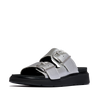 FitFlop - GEN-FF SANDALIAS DE DOS TIRAS EN CUERO METALIZADO TUMBLED CON HEBILLA - Plata