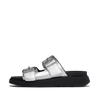 FitFlop - GEN-FF SANDALIAS DE DOS TIRAS EN CUERO METALIZADO TUMBLED CON HEBILLA - Plata