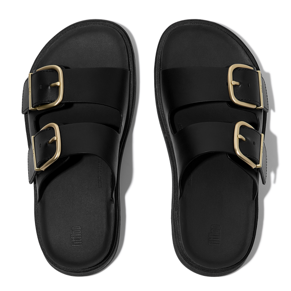 FitFlop - GEN-FF SANDALIAS DE CUERO DE DOS TIRAS CON HEBILLA - Negro