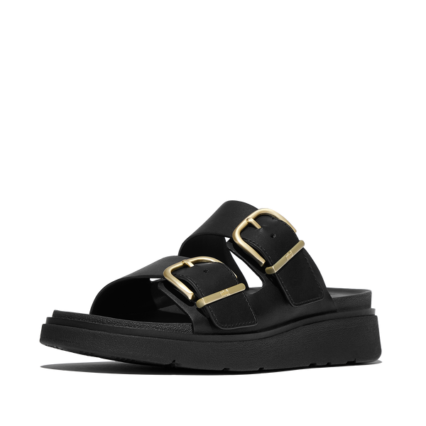 FitFlop - GEN-FF SANDALIAS DE CUERO DE DOS TIRAS CON HEBILLA - Negro
