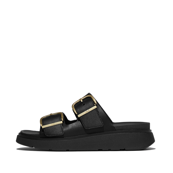 FitFlop - GEN-FF SANDALIAS DE CUERO DE DOS TIRAS CON HEBILLA - Negro