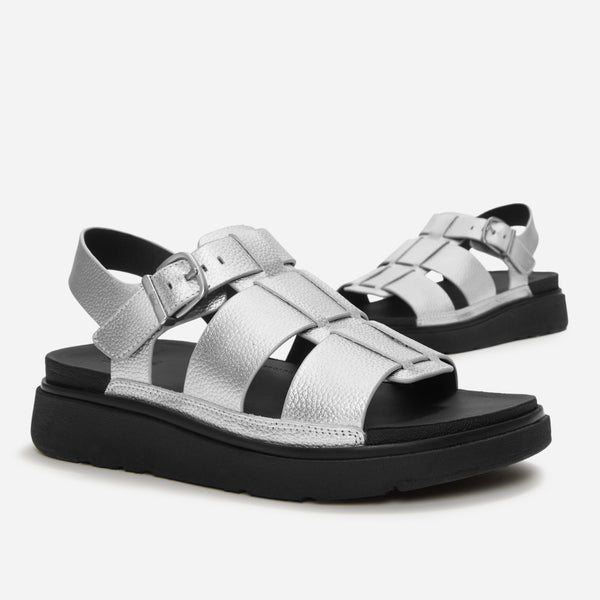FitFlop - GEN-FF SANDALIAS FISHERMAN EN CUERO METALIZADO TUMBLED - Plata