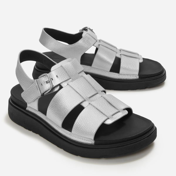 FitFlop - GEN-FF SANDALIAS FISHERMAN EN CUERO METALIZADO TUMBLED - Plata