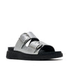 FitFlop - GEN-FF SANDALIAS DE DOS TIRAS EN CUERO METALIZADO TUMBLED CON HEBILLA - Plata