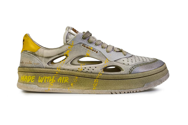 Sneakers Foamers icon off white grey yellow + Gift sock/laces